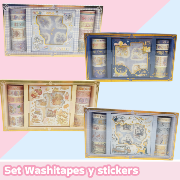 Set Washitapes y Stickers Diseños