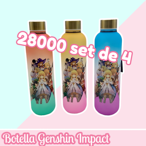 Set Botella Plástica Grande Genshin Impact