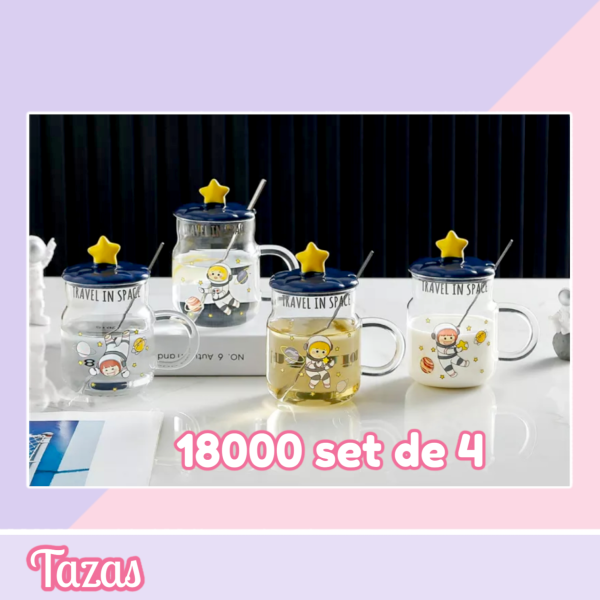 Set Tazas Vidrio Cuchara Estrella