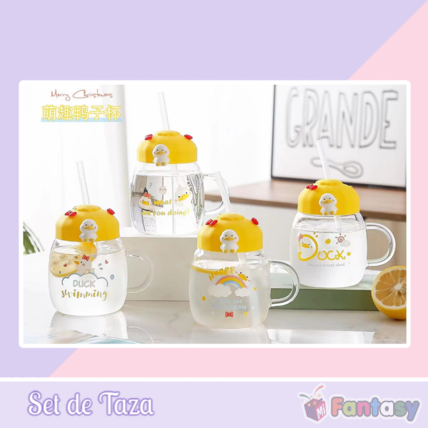 Set Taza Vidrio Pato