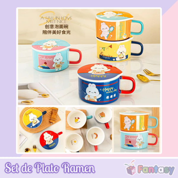 Set Platos para Ramen Conejito