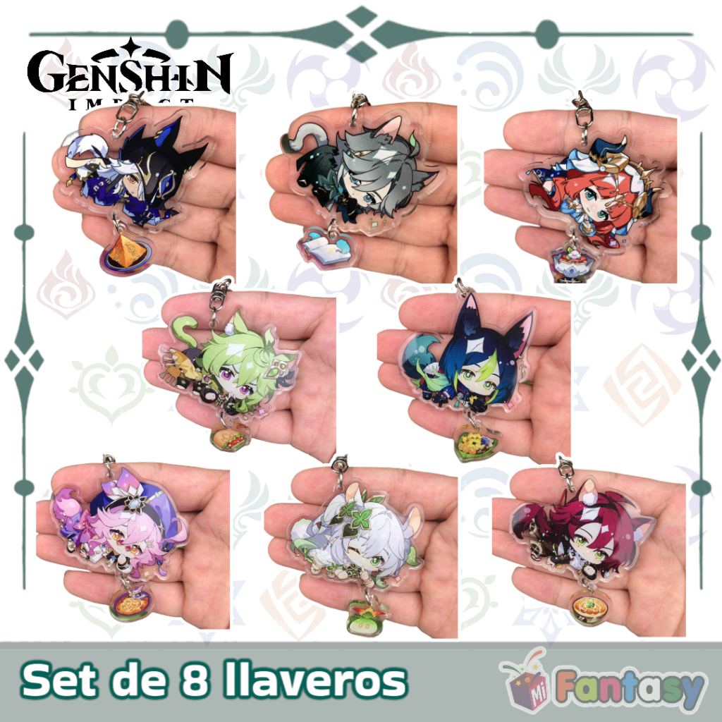 Set 8 Llaveros Genshin Impact Personajes Chibi