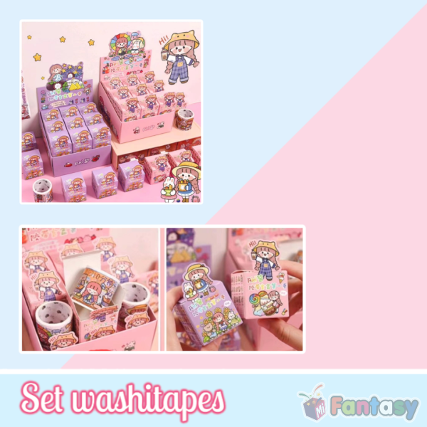 Set Washitapes Papel Bunny and Girl