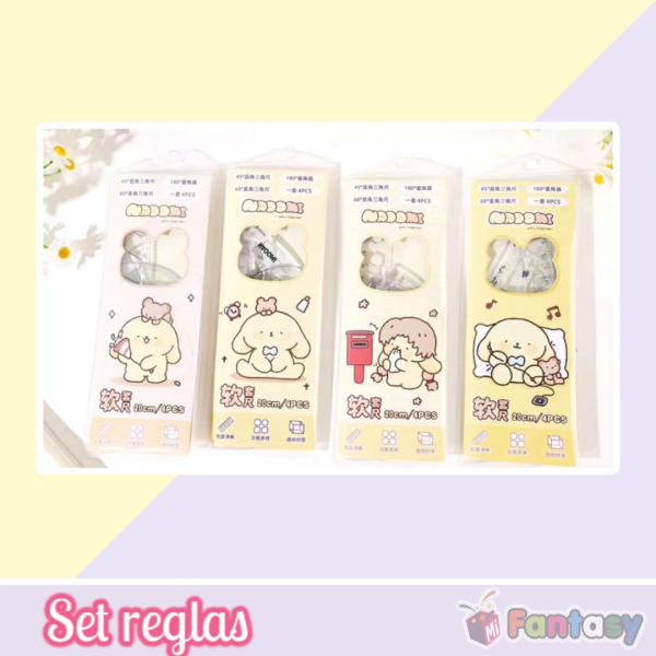 Set de 4 Reglas Kawaii