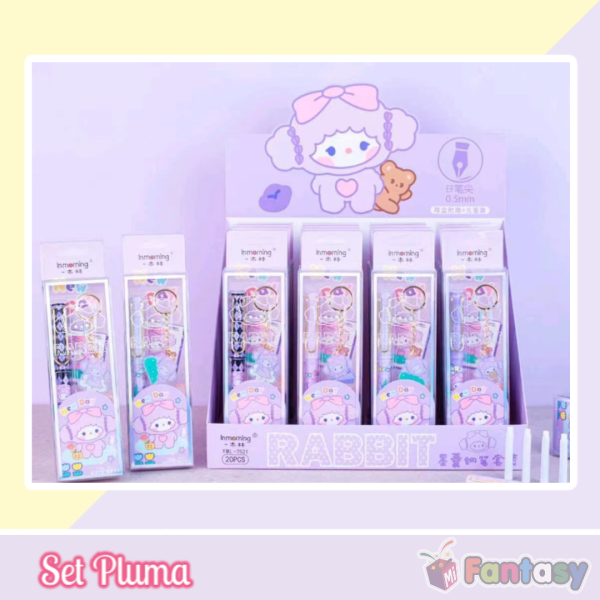 Set Pluma con Accesorio Lilac Bunny