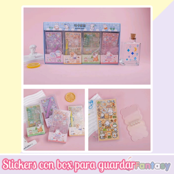 Set Para hacer llaveros con stickers Conejos