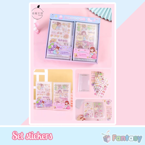 Set Album Strawberry Stickers incluye 6 laminas de stickers