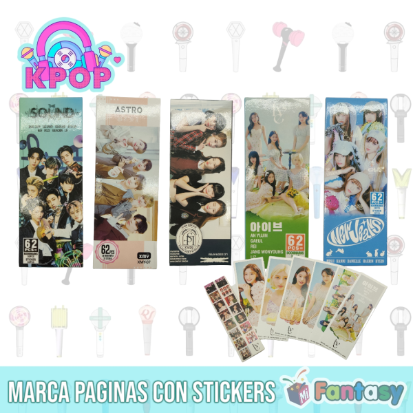 Caja con 30 Separa Paginas Kpop + Mini stickers