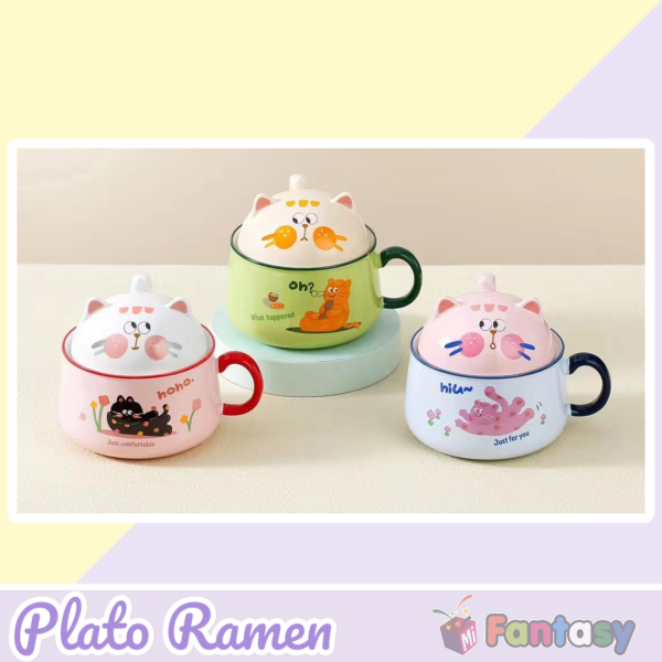 Set 3 Platos para Ramen Fat Cat